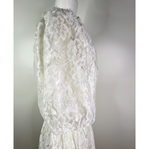 VTG‎ Jessica McClintock White Crochet Lace V-Back Dress Size 3/4 - Picture 7 of 9